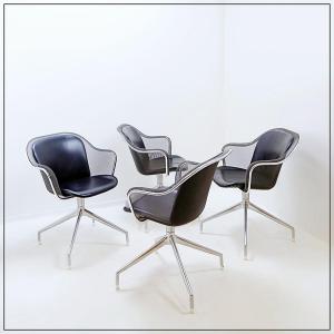 Set Of 4 "iuta" Swivel Armchair By Antonio Citterio For B&b Italia