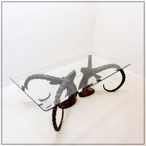 Ibex  Coffee Table In The Style Of Alain Chervet - 1970s