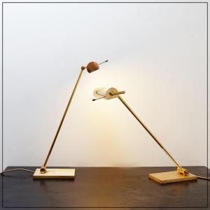 Pair Of Vintage Brass Articulated Desk Lamps - Stéphane Davidts, Belgium