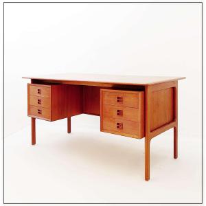 Mid-century Style Danish Teak Desk, Designed By Erik Brouer For Brouer Furniture (1960s)