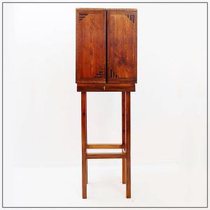 Contemporary Wooden Bar Cabinet With Inlaid Details—handcrafted