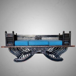 Palanquin, Bench With Columns From Asia 19th  Century