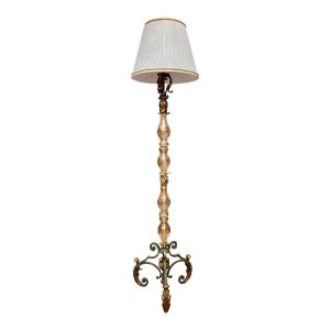 Wrought Iron And Crystal Floor Lamp