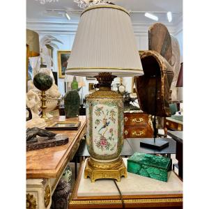 Large Chinese Porcelain Lamp, Canton XIX Eme Century