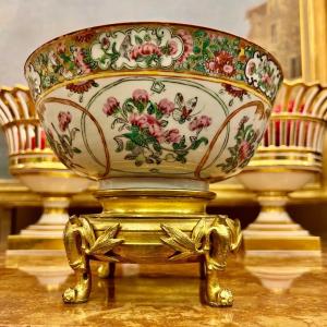 Chinese Hollow Cup, Gilt Bronze Mount, 19th Century 