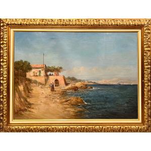 Hst Marine Painting By Emile Godchaux (1860-1938)