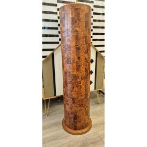 Large Art Deco Column Stand In Amboyna Burl, 1940