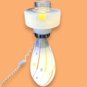 Vintage Italian Murano Glass And Chrome-plated Steel Lamp, Modern-pop Decor, 1970s