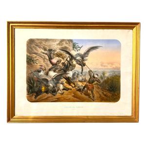Gustave Doré, “condor Hunt”, 1862, Color Lithograph, 19th Century