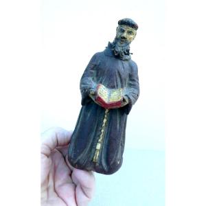 Carved Wooden Bell, Nodding Head Monk, 18th Century Convent Work