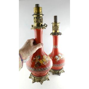 Museum: Samuel Alcock For Hill Pottery: Pair Of Amazon Lamps, 1860