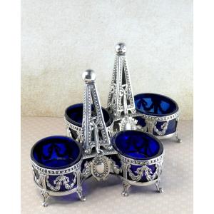 Pair Of Double Obelisk Salts, Beautiful Louis XVI Model, Paris 1782