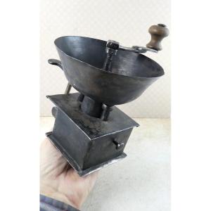 Pretty Table Tin Coffee Grinder , Hand Made, 19th Century