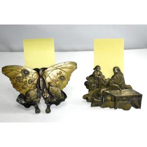 2 Amazing Table Menu Holders, Japan Late Nineteenth