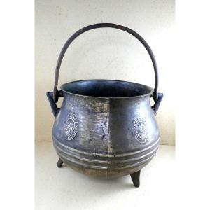 Hearth Cauldron, Brass, Tripod, Dedicatee, Dated 1732, And Surprise!