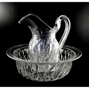 Baccarat, 1835 Period: Ewer And Table Basin, Heavy Cut Crystal
