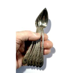 Pretty Tea Spoons, Case Of 6, Goldsmith Cottat, Paris Circa 1835