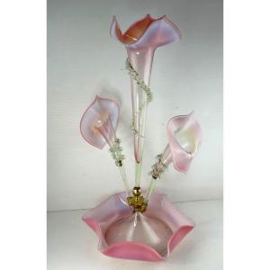 Epergne, Jardin d'Hiver: Arums Roses Verre Soufflé De Murano, Vers 1900