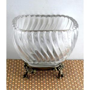 Twisted Crystal Cup, Bronze Mounted With Cherry Blossoms, Circa 1880