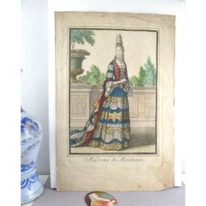 Mme De Maintenon, Illuminated Fashion Engraving, Louis XIV Period