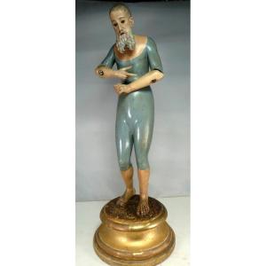 Saint Homme Articulé, Bois Peint Et Sculpté, Capipote Catalan D’origine, 