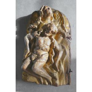 Carved-gilded Wood, 17th Century, Entombment, Tabernacle Door,