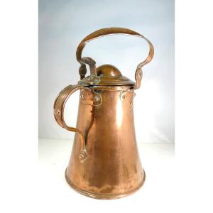 Large Two Handle Milkjar, Hammer-mounted Copper, 18-19th, Switzerland?