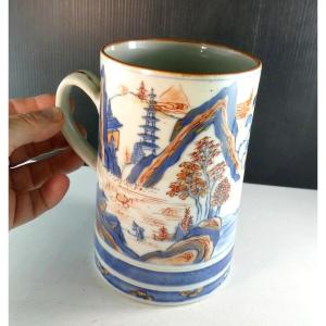 China, Kangxi, Large 1 Liter Mug With Imari Decor, Late 18th Century
