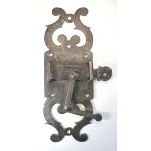 Impressive French Wrought Iron Cam Latch, For Carriage Gate, 17th-18th Century