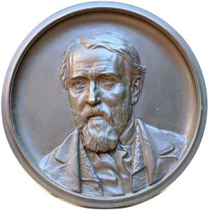 Monumental Bronze Portrait, (9kg), Of A Great Man, 19th Century,