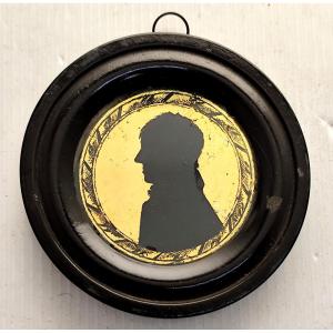 Silhouette Portrait On Gold Background Of A Young Man, 1st Empire Period