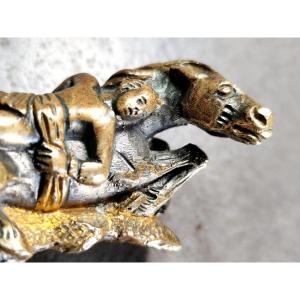 Mazeppa, Hero Of Ukraine, Bronze Riding Crop Pommel, Two Patinas, 19th Century