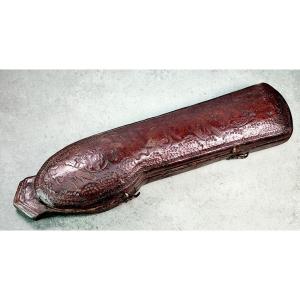 Beautiful Louis XIV Cutlery Case, Basane Leather Decorated Of Exotic Birds