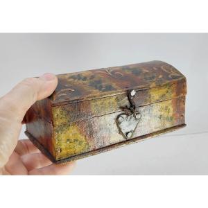 Small Painted Oak Box, Swiss Folk Art? 18th Or 19th Century