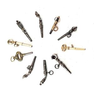 Collection Of 10: 18th-19th Century Watch Keys, Steel, Brass, Pomponne