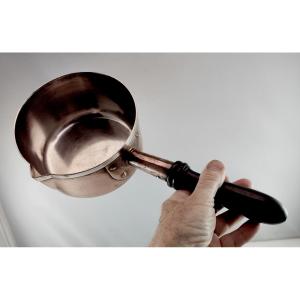Beautiful Gastronome Saucepan, Silver-lined Copper, Black Wooden Handle
