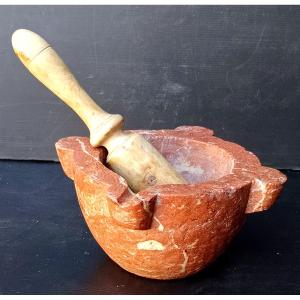 Beautiful 18th Century Mortar, Red Languedoc Marble.