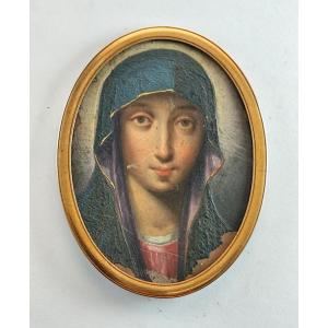 Miniature Portrait On Copper, Young Oriental Girl, 18th-19th Century