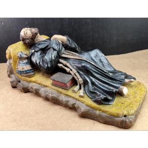 St. Francis Xavier Dies At Gates Of China, Polychrome Terracotta, 19th Century