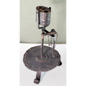 18th Century Tinsmith Lamp, Cardan Oil Lamp, Complete And Rare