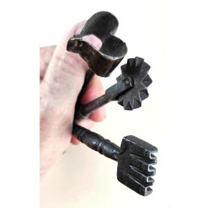 Lot Of 3 Rare Pastry Decorating Tools, Wrought Iron, 17th/18th Century   