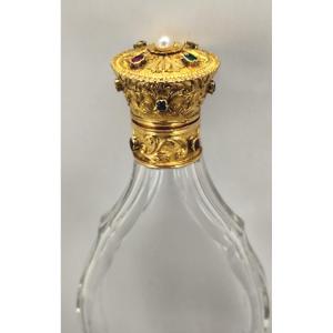 Bottle, Goldwork, Fine Stones, Cut Crystal, French Work Mid-19th Century