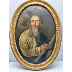 Portrait Of The Evangelist Matthew, Monoxyle, Russian Art, 18th-19th Century