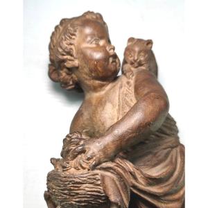 Terracotta: Child With Cat, Charming 19th Century Edition