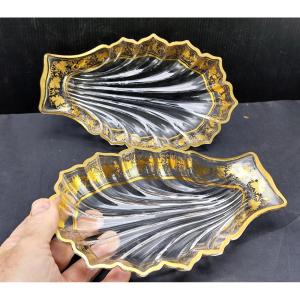 Pair Of Gilded Crystal Shells, Napoleon III, Prestige And Good Condition