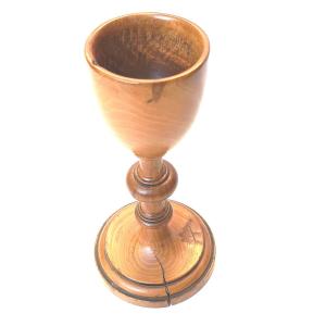 Treen: Large Turned Apple Wood Chalice, 19th Century