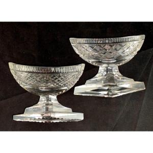 Directoire Style Salt Boats, Le Creusot Crystalworks, Rare Glassware, Good Condition