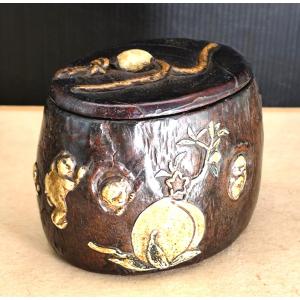 Japan, 19th Century: The Monkey Tree: Tonkotsu Embossed Leather, Signed