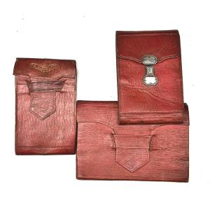 Philadelphia, Dated 1800: Red Morocco Notebooks Of A Sailor, A Lovely Set Of 3