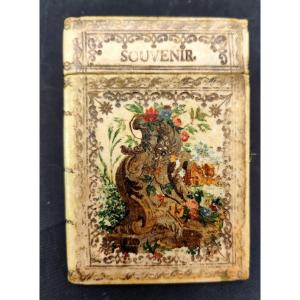 Curious Parchment Dance Card With Internal Mirror, 19th Century
